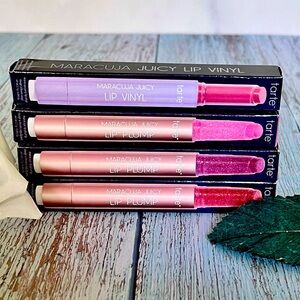 Tarte Maracuja Set of 3 Lip Plump & 1 Vinyl Stocking Stuffers Gifts Make Up